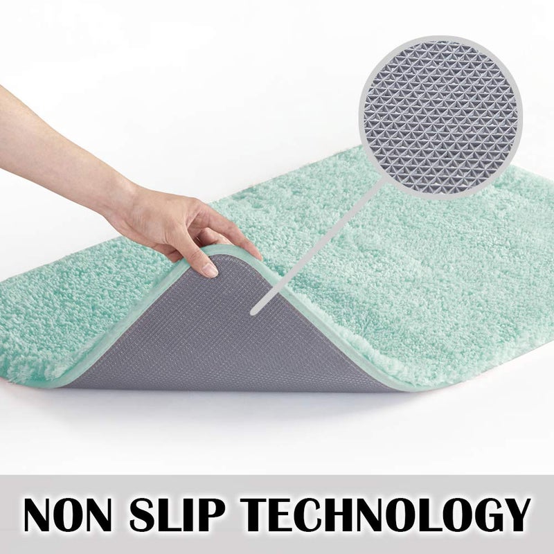 Suchtale Non Slip Bath Mat (20 x 32, Aqua) - Soft Microfiber Shaggy, Thick Plush, Machine Washable - Image 3